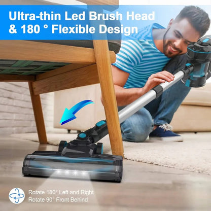 Cordless Vacuum Cleaner for Home with LED Brush Head