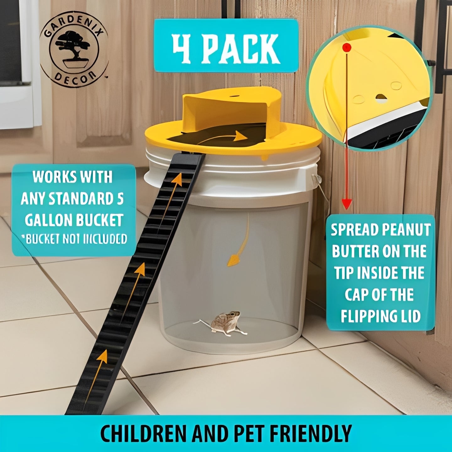 Reusable Bucket Lid Mouse Trap, Set of 4