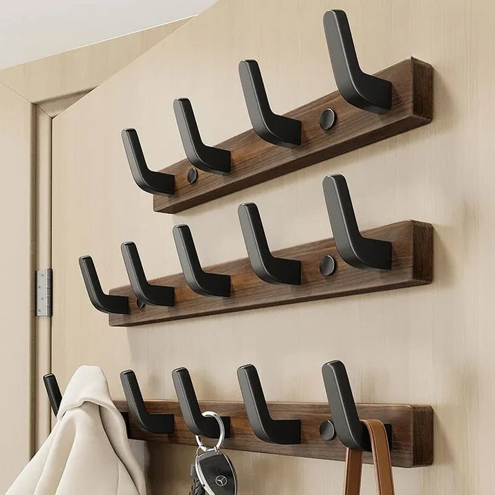 Wood and Metal Coat Hook Wall Mounted Design