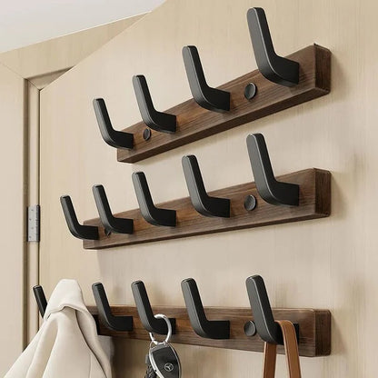 Wood and Metal Coat Hook Wall Mounted Design