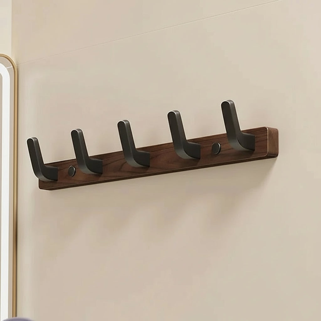 Wood and Metal Coat Hook Wall Mounted Design