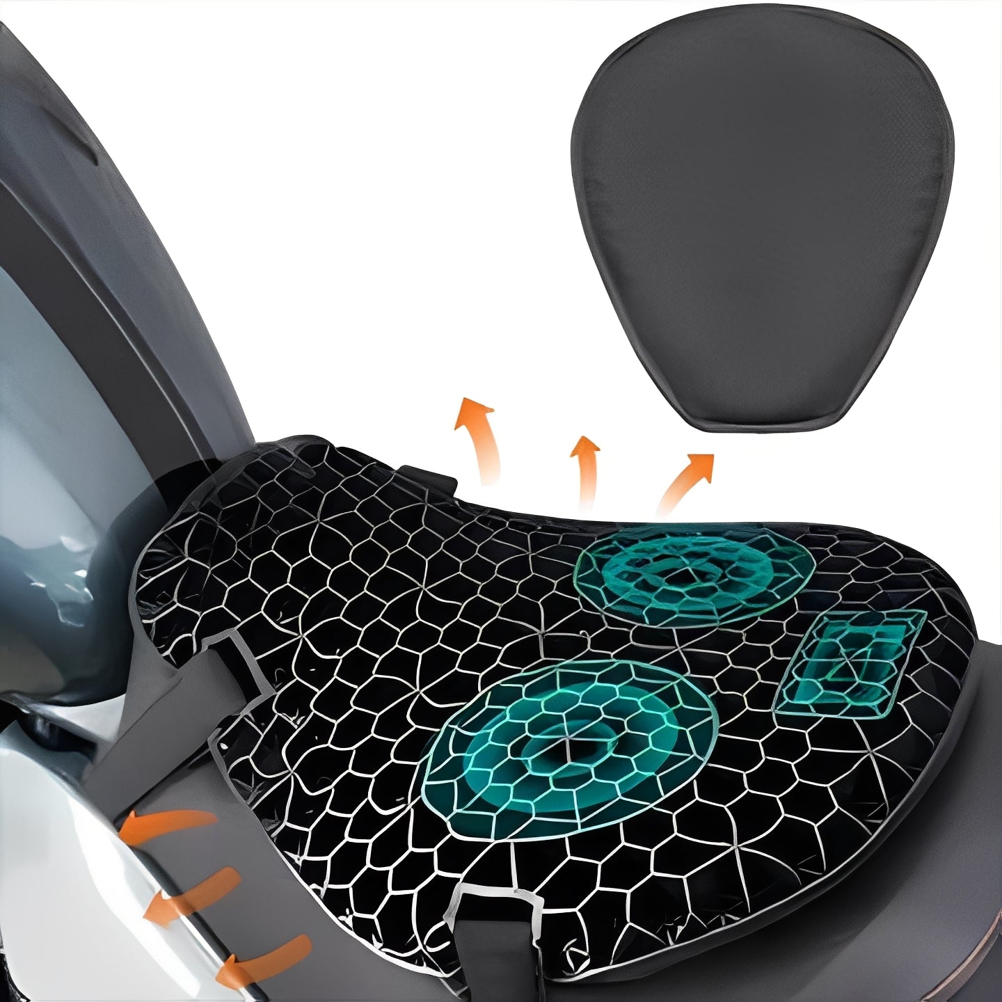 Motorcycle Gel Seat Cushion Pad with Honeycomb Ventilated Design