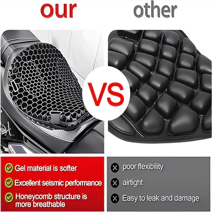 Motorcycle Gel Seat Cushion Pad with Honeycomb Ventilated Design