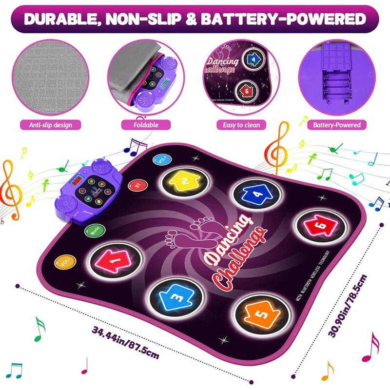 Interactive Light Up Dance Mat for Kids with 5 Challenge Levels