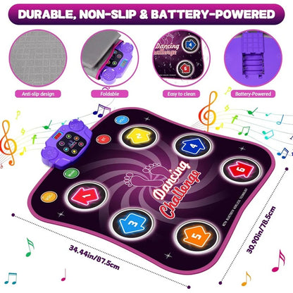Interactive Light Up Dance Mat for Kids with 5 Challenge Levels