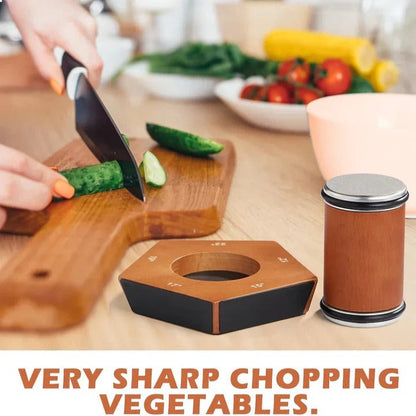 Manual Knife Sharpener with Diamond-Coated Rolling Wheel