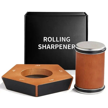 Manual Knife Sharpener with Diamond-Coated Rolling Wheel