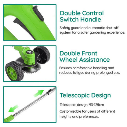 Electric Cordless Grass Trimmer with Adjustable Handle and Blades