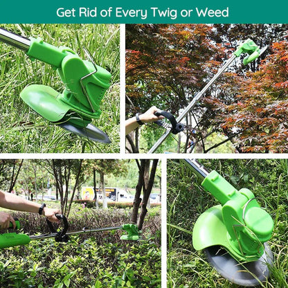Electric Cordless Grass Trimmer with Adjustable Handle and Blades