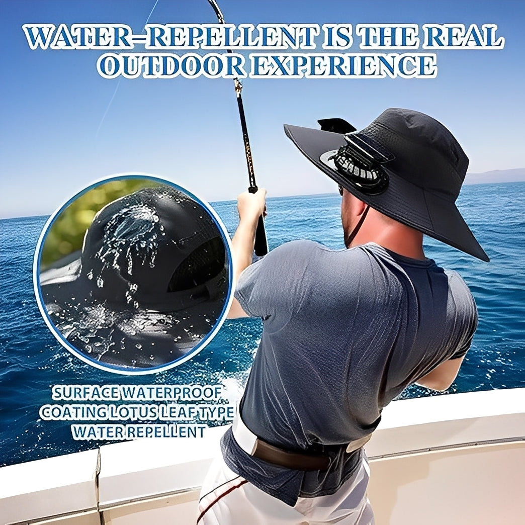 Sun Hat with Solar and USB Fans and Mesh Ventilation Panels
