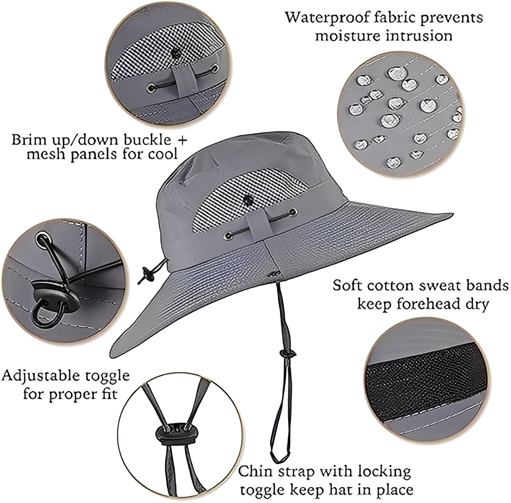 Sun Hat with Solar and USB Fans and Mesh Ventilation Panels