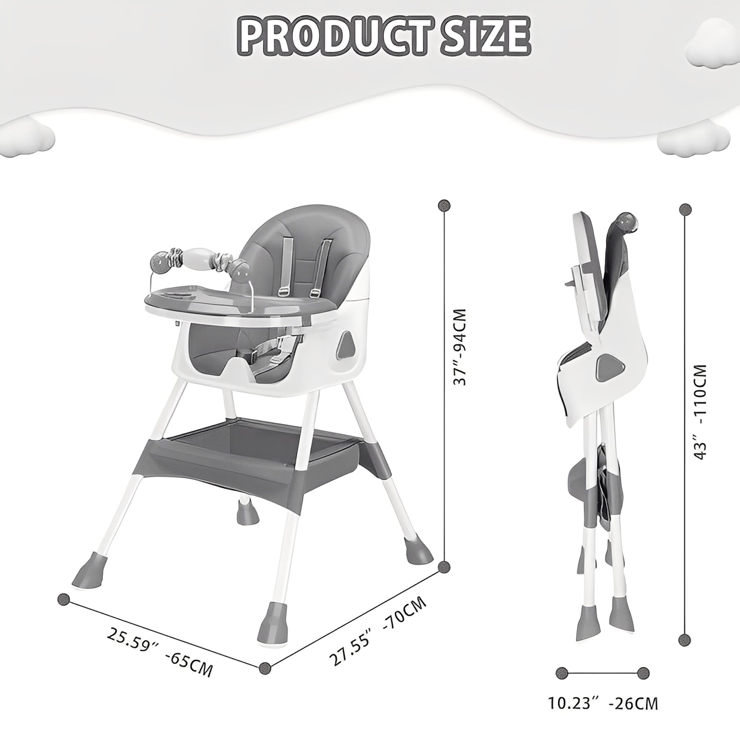 Foldable Baby Chair with Stainless Steel Frame