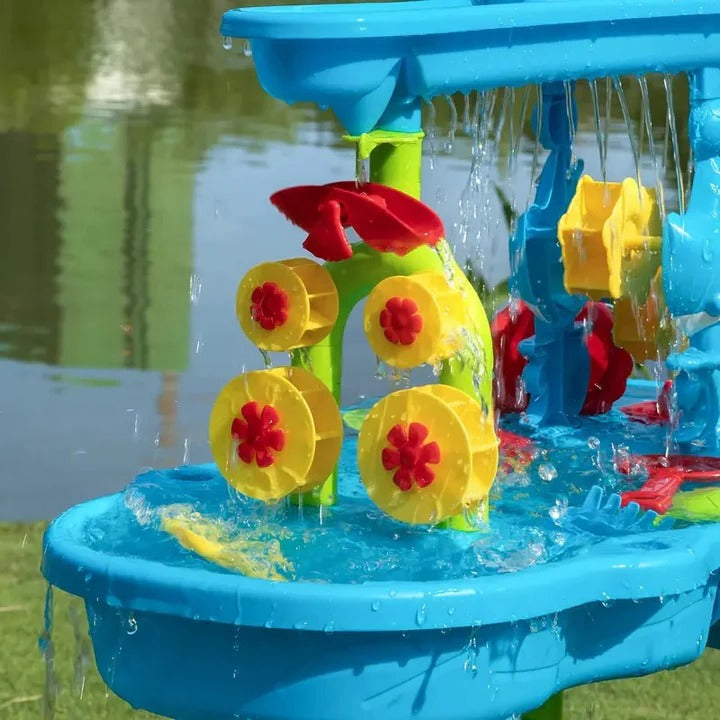 Kids Outdoor Sand and Water Table with Sections and Tools