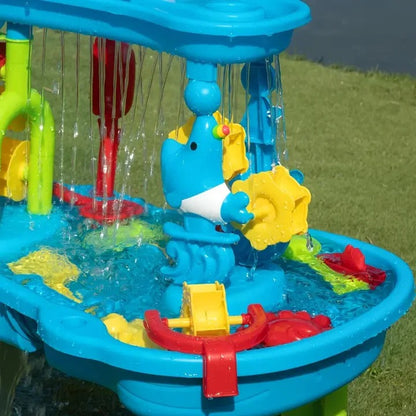 Kids Outdoor Sand and Water Table with Sections and Tools