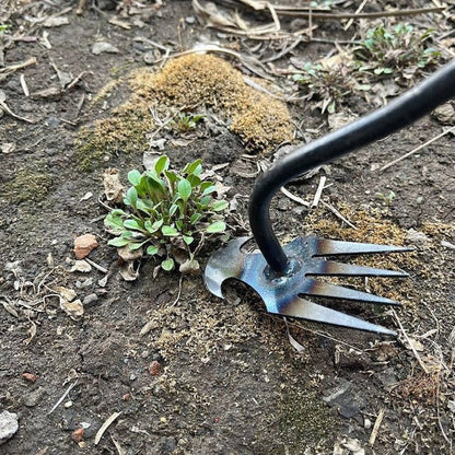 Hand Weeding Tool Remover with Four Steel Teeth for Lawn Care
