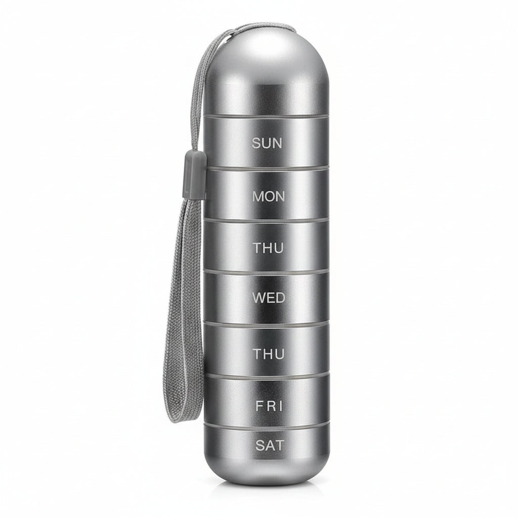 Travel Aluminum Pill Case with 7 Compartments