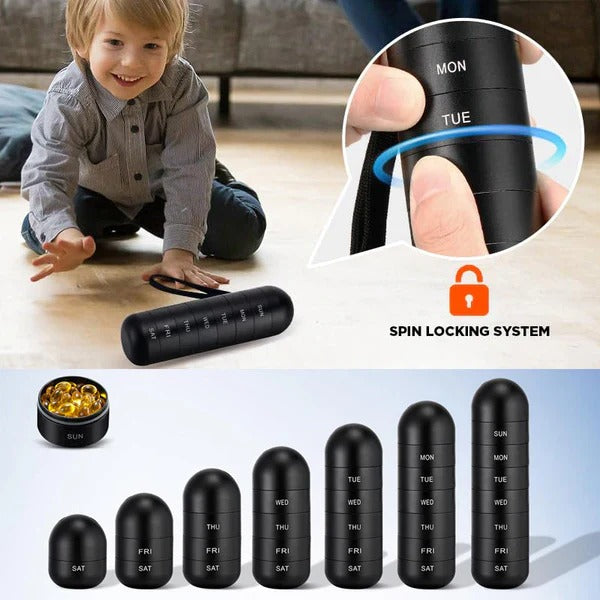 Travel Aluminum Pill Case with 7 Compartments