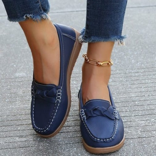 Leather Slip On Loafers for Women with Casual Walking Design