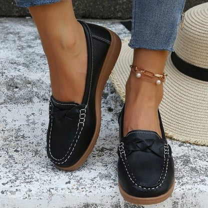 Leather Slip On Loafers for Women with Casual Walking Design