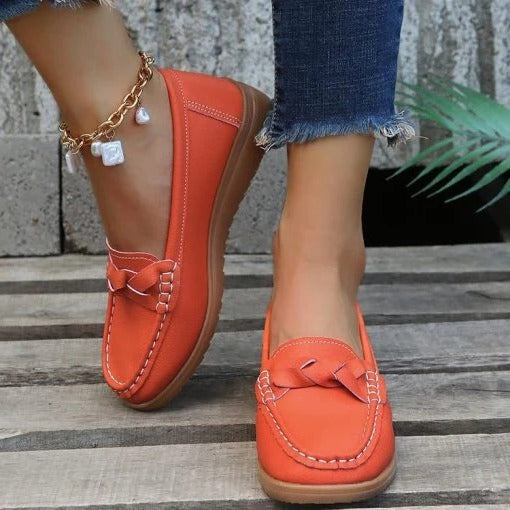 Leather Slip On Loafers for Women with Casual Walking Design