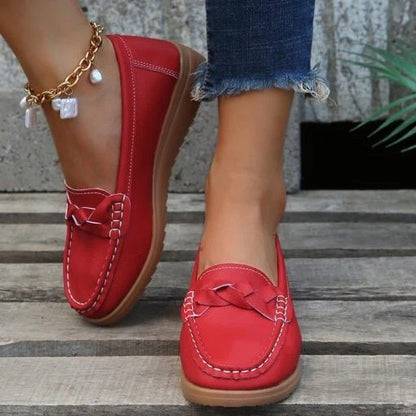 Leather Slip On Loafers for Women with Casual Walking Design