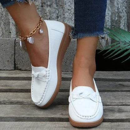 Leather Slip On Loafers for Women with Casual Walking Design
