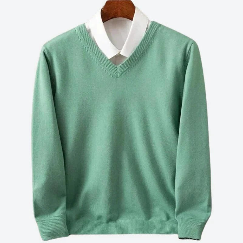 Cashmere Sweater with V-Neck Pullover Style for Men