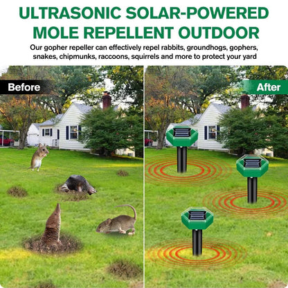 Solar Powered Ultrasonic Pest Deterrent Stakes, Set of 4