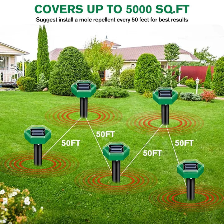 Solar Powered Ultrasonic Pest Deterrent Stakes, Set of 4