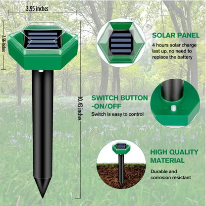 Solar Powered Ultrasonic Pest Deterrent Stakes, Set of 4