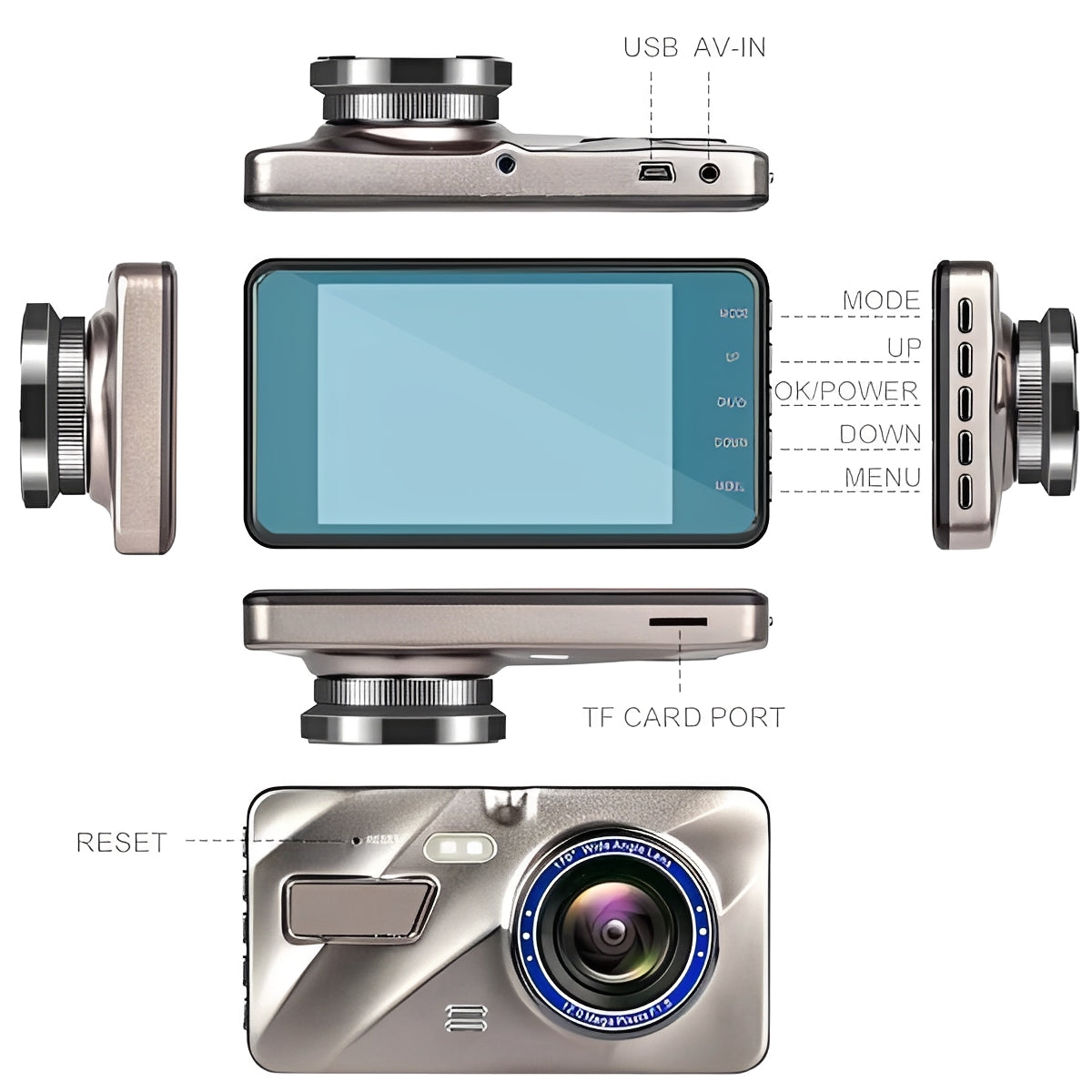 Dual Lens Dash Camera 1080P Front and Rear Recording