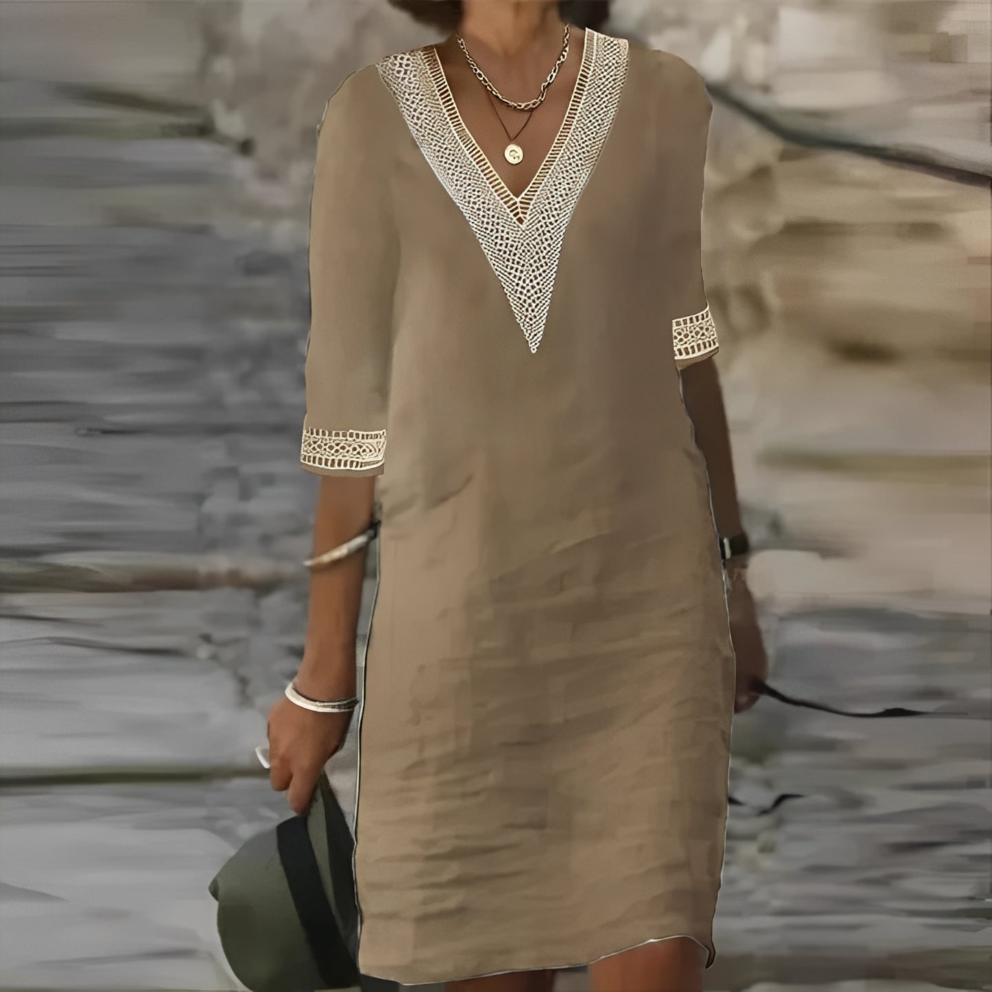 Women's Linen Summer Dress with Solid Color Design