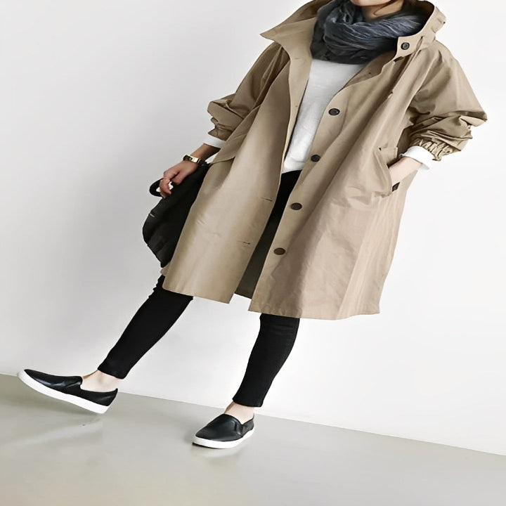 Women’s  Long Trench Coat with Hood