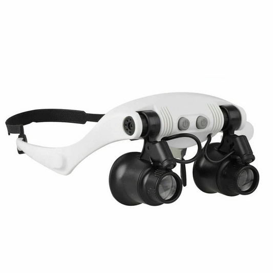 LED Headband Magnifier with Interchangeable Lenses for Detail Work
