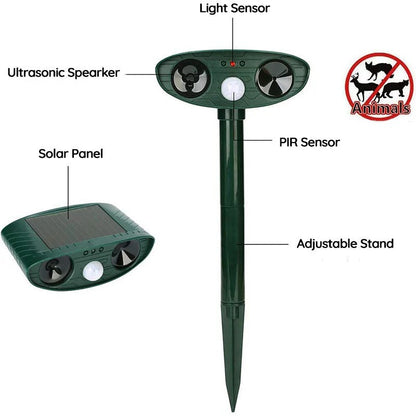 Solar Powered Ultrasonic Armadillo Deterrent Device with Motion Sensor