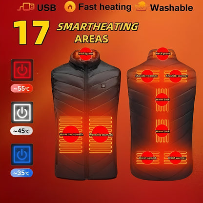 Unisex Heated Vest with USB Connectivity and Overheat Protection and Machine Washable Material