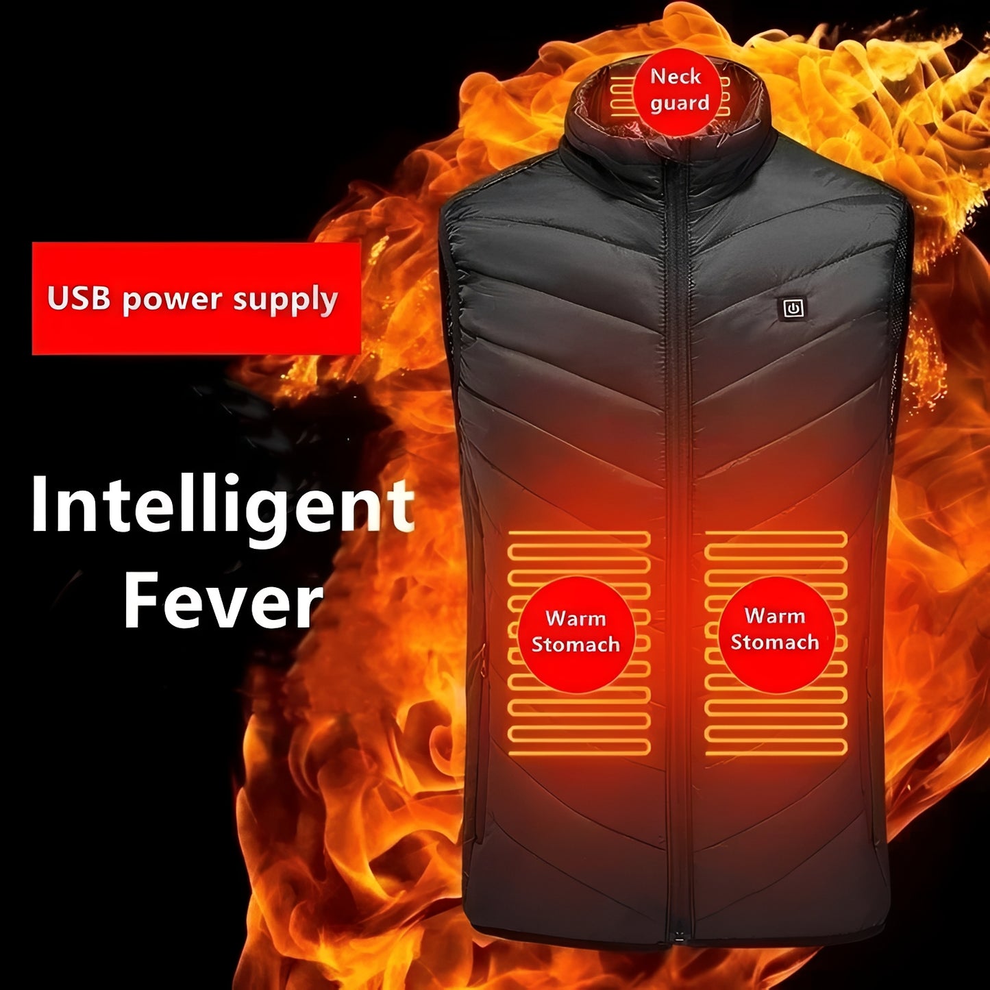Unisex Heated Vest with USB Connectivity and Overheat Protection and Machine Washable Material