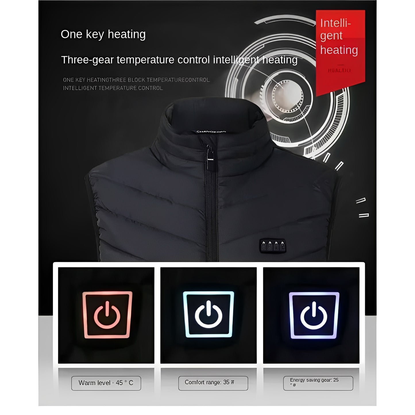 Unisex Heated Vest with USB Connectivity and Overheat Protection and Machine Washable Material