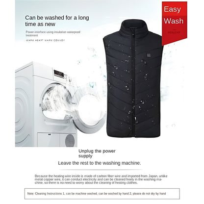 Unisex Heated Vest with USB Connectivity and Overheat Protection and Machine Washable Material