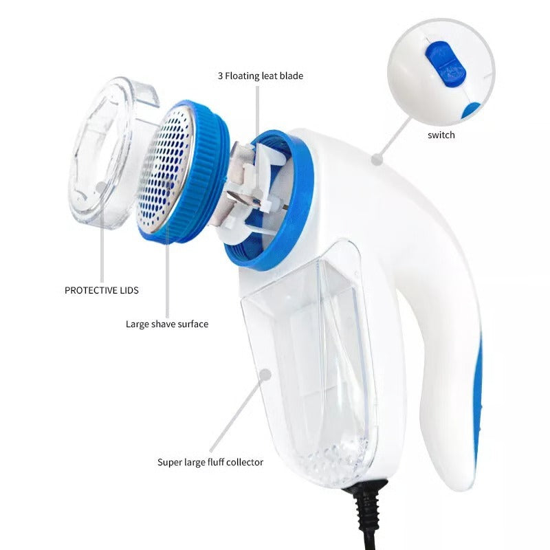 Household Fabric Shaver for Lint Removal with Mesh Cover and Motorized Blades