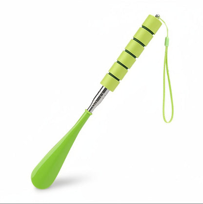 Extendable Stainless Steel Shoe Horn with Adjustable Length and Reinforced Base and Textured Grip