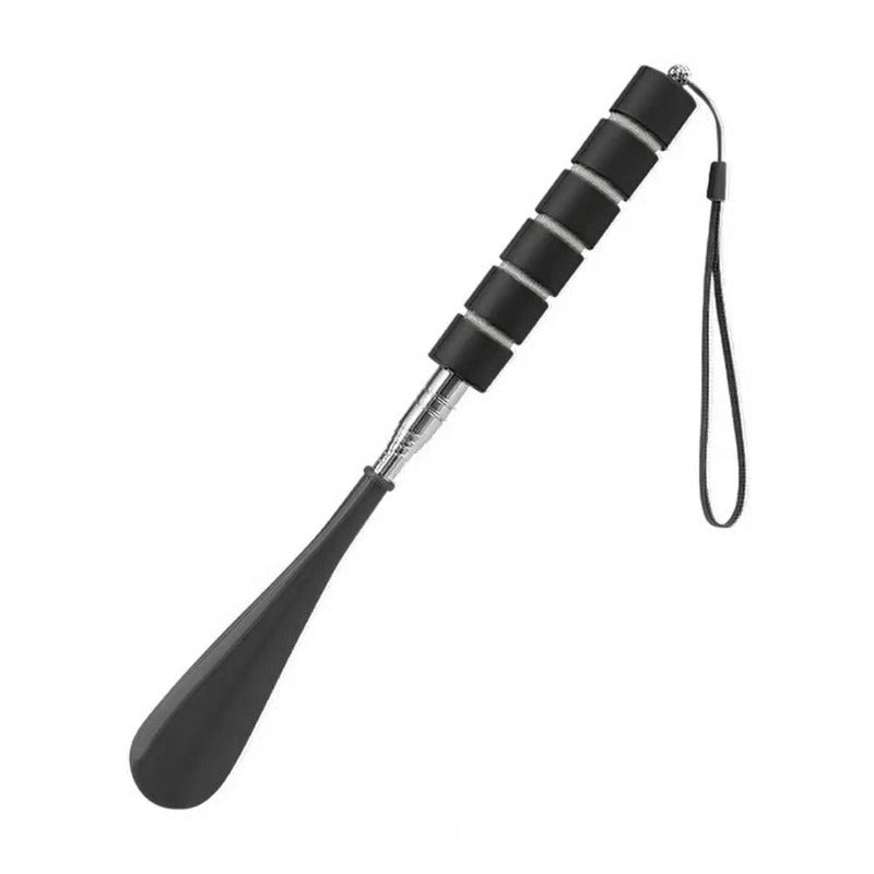 Extendable Stainless Steel Shoe Horn with Adjustable Length and Reinforced Base and Textured Grip