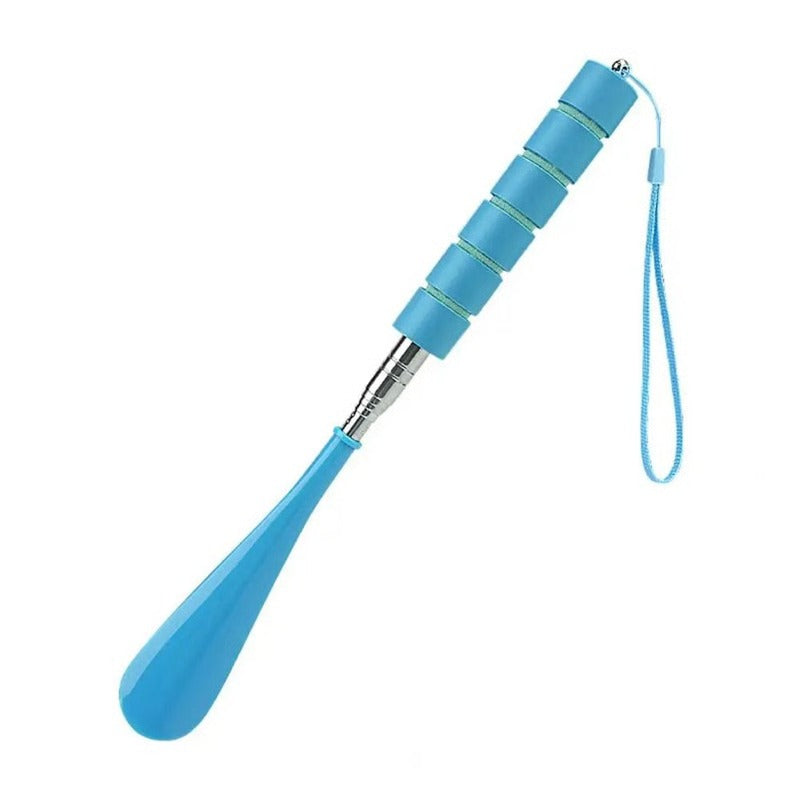 Extendable Stainless Steel Shoe Horn with Adjustable Length and Reinforced Base and Textured Grip