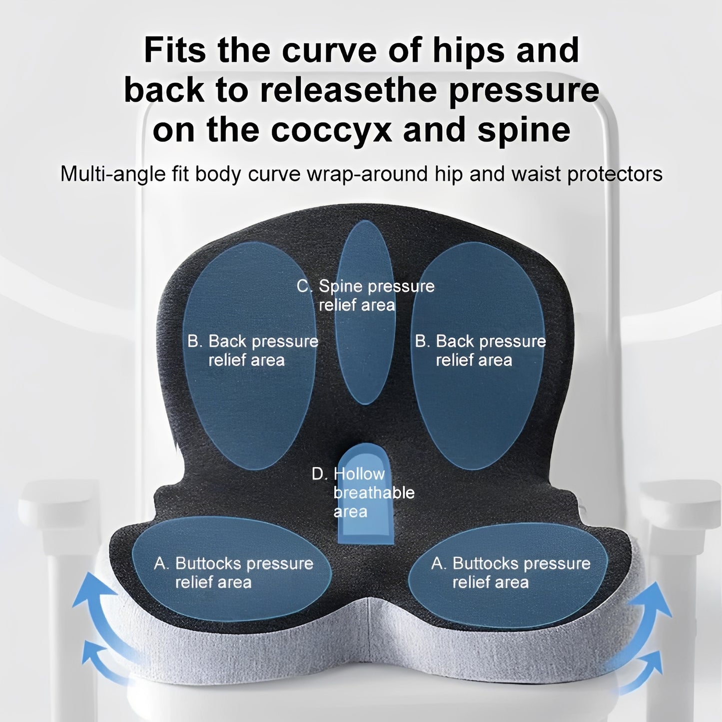Memory Foam Seat Cushion with Lumbar Support Design