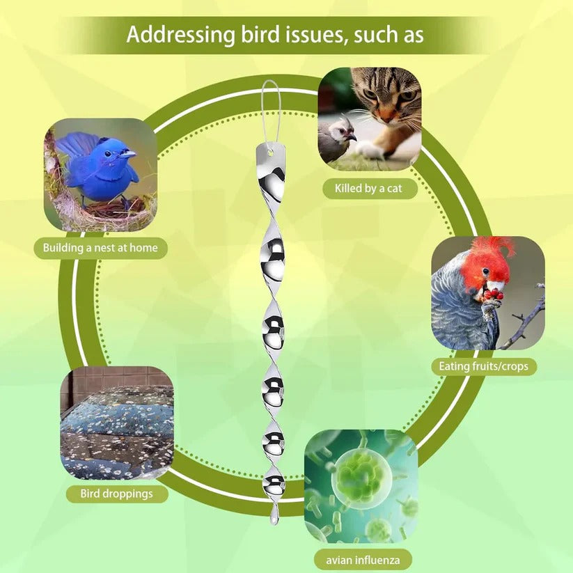 Spiral Bird Deterrent Rod with Reflective Finish for Outdoor Use