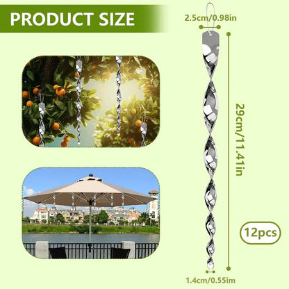 Spiral Bird Deterrent Rod with Reflective Finish for Outdoor Use