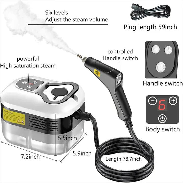 Portable Steam Cleaner with 2500W Power for Multi-Surface Cleaning