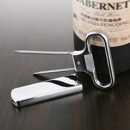 Professional Two-Prong Wine Opener for Old Red Wine with Metal Construction