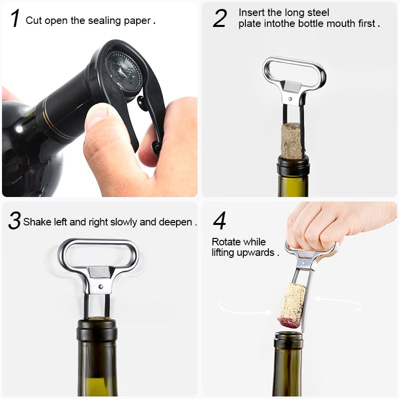 Professional Two-Prong Wine Opener for Old Red Wine with Metal Construction