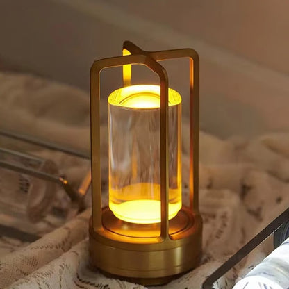 LED Crystal Lantern Lamp with Rechargeable Cordless Power and Portable Desktop Design